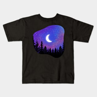 Purple Starry Night Sky Kids T-Shirt